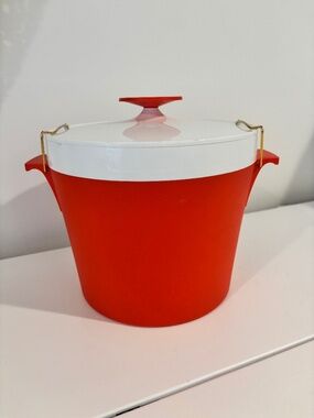 Vintage MCM 1950's THERM WARE by David Douglas ice bucket aluminum liner orange
